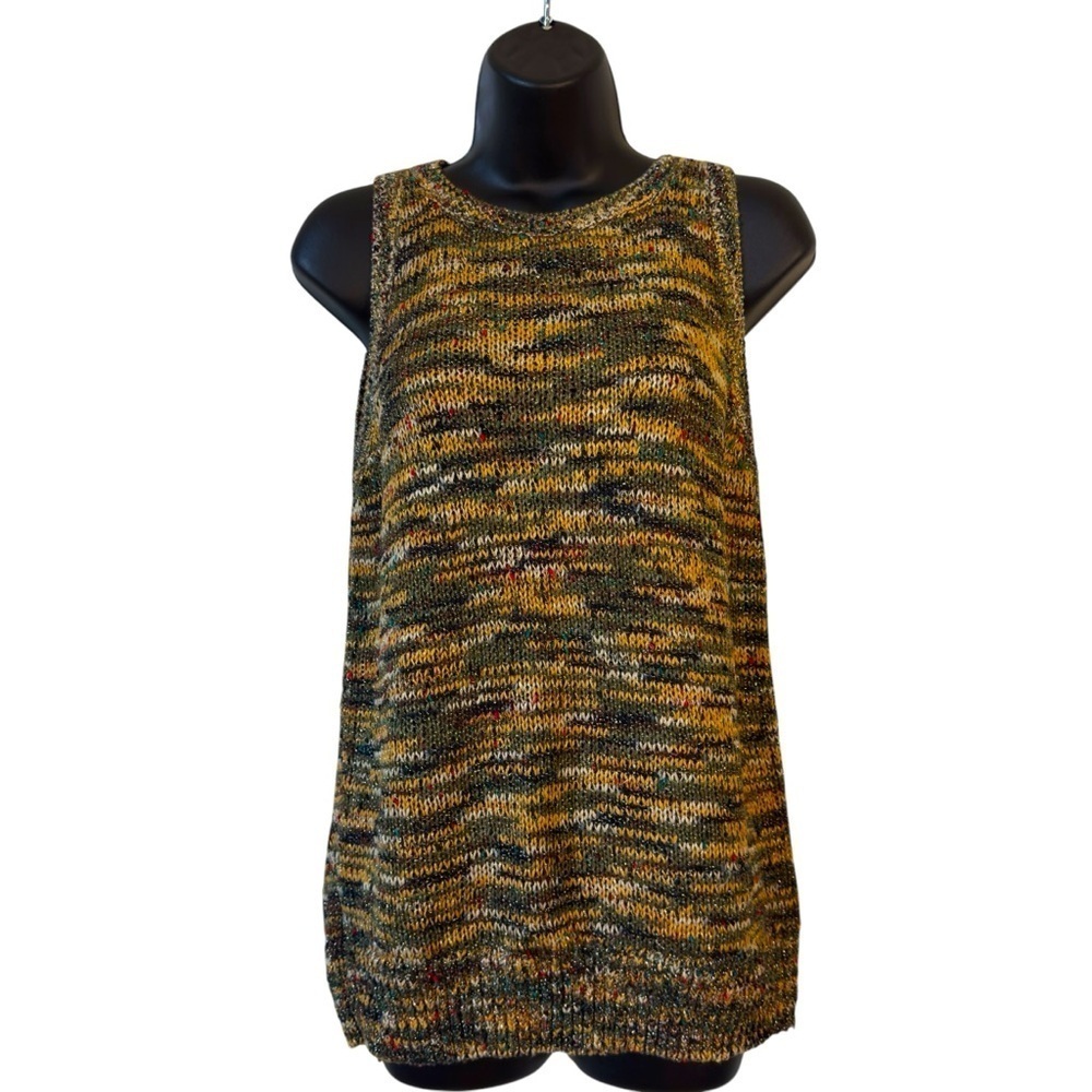 NWT Loft knit tank top, autumn tones, metallic stitching, size Medium